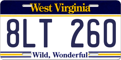 WV license plate 8LT260