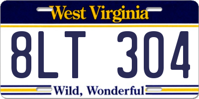WV license plate 8LT304