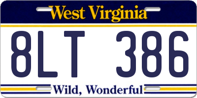 WV license plate 8LT386