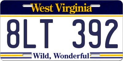 WV license plate 8LT392