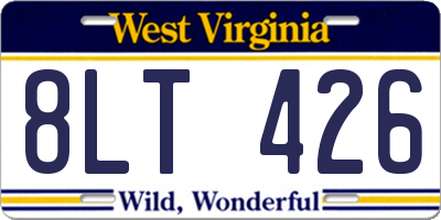 WV license plate 8LT426