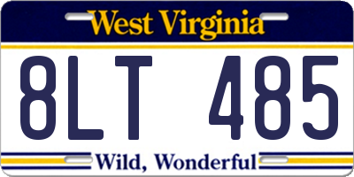 WV license plate 8LT485