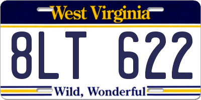 WV license plate 8LT622