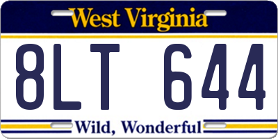 WV license plate 8LT644