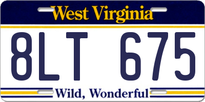WV license plate 8LT675