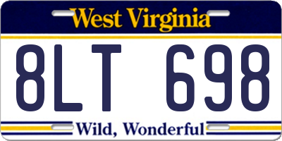 WV license plate 8LT698