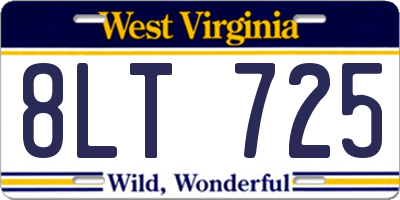 WV license plate 8LT725