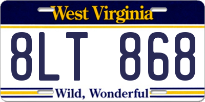 WV license plate 8LT868