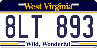 WV license plate 8LT893