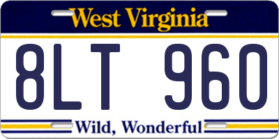 WV license plate 8LT960