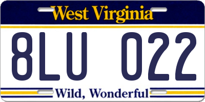 WV license plate 8LU022
