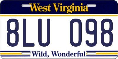 WV license plate 8LU098