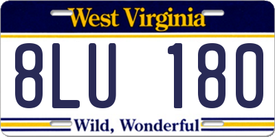 WV license plate 8LU180