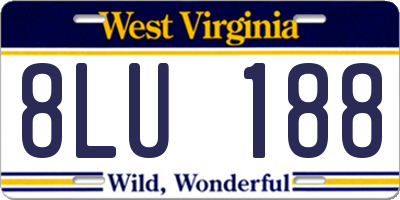 WV license plate 8LU188