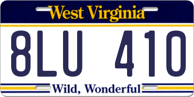 WV license plate 8LU410