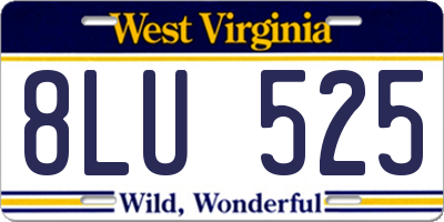 WV license plate 8LU525