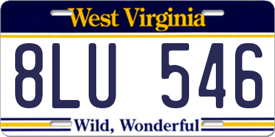 WV license plate 8LU546