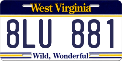 WV license plate 8LU881