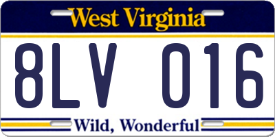 WV license plate 8LV016