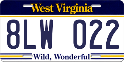 WV license plate 8LW022