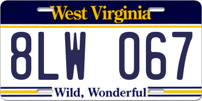 WV license plate 8LW067