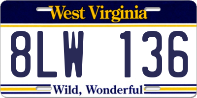 WV license plate 8LW136