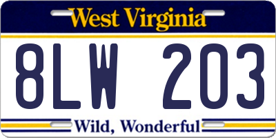 WV license plate 8LW203