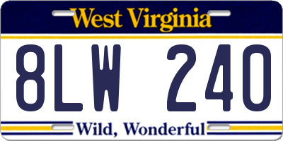 WV license plate 8LW240