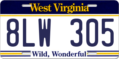 WV license plate 8LW305