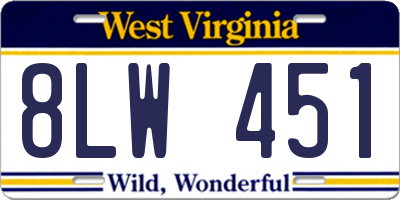 WV license plate 8LW451