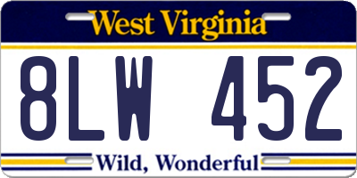 WV license plate 8LW452