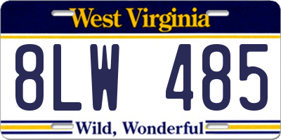 WV license plate 8LW485