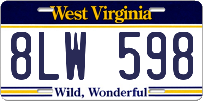 WV license plate 8LW598
