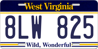 WV license plate 8LW825