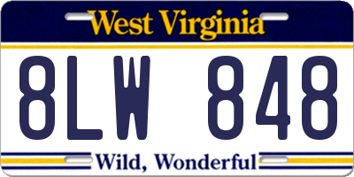 WV license plate 8LW848