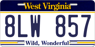 WV license plate 8LW857