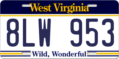 WV license plate 8LW953