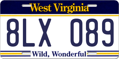 WV license plate 8LX089