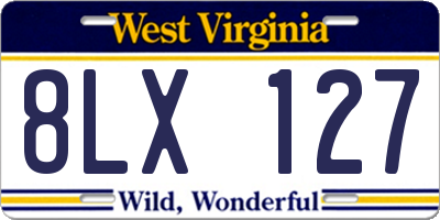 WV license plate 8LX127