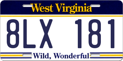 WV license plate 8LX181