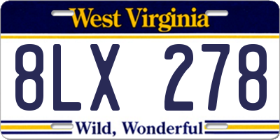 WV license plate 8LX278