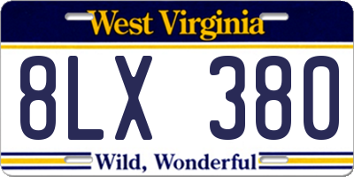 WV license plate 8LX380