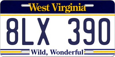 WV license plate 8LX390