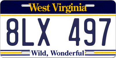 WV license plate 8LX497