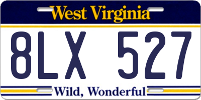 WV license plate 8LX527