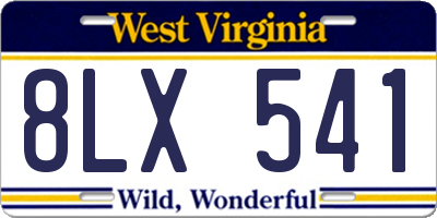 WV license plate 8LX541