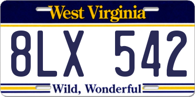 WV license plate 8LX542