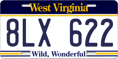 WV license plate 8LX622