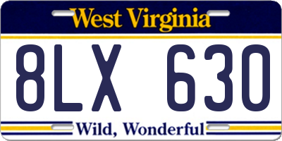 WV license plate 8LX630