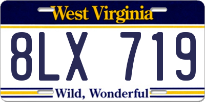 WV license plate 8LX719